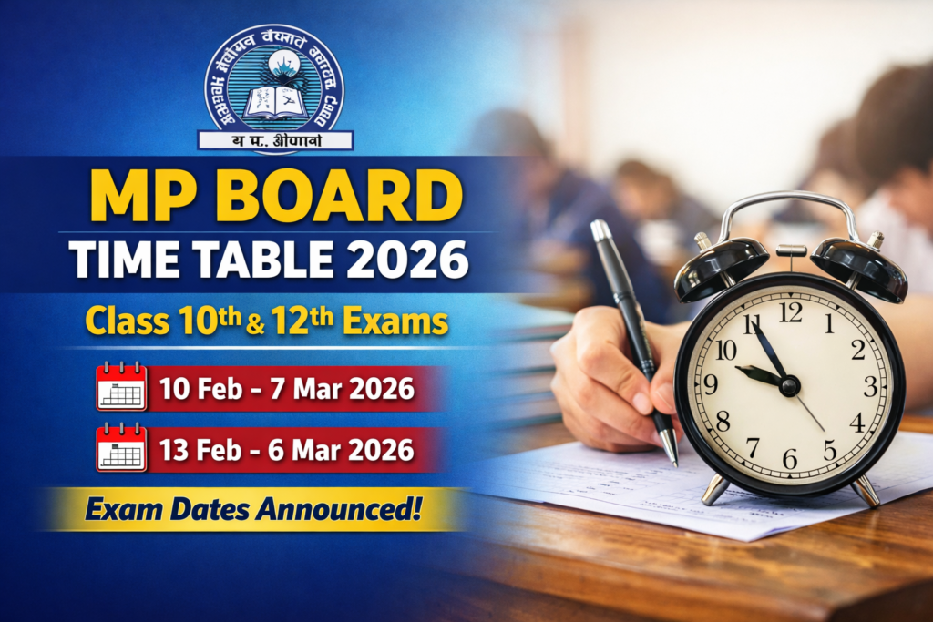 MP Board Time Table Class 12th: Download MPBSE Class 12 Time Table